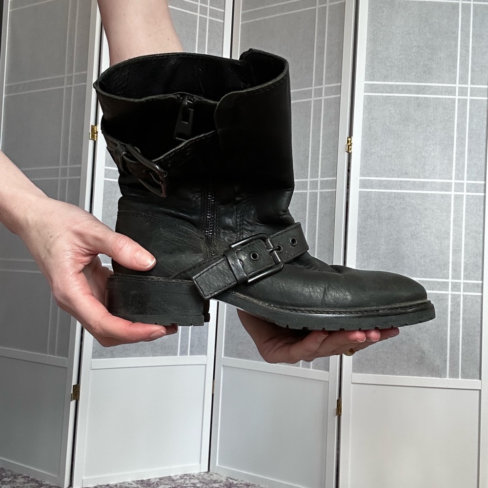 All saints Black Leather Ankle Boots
